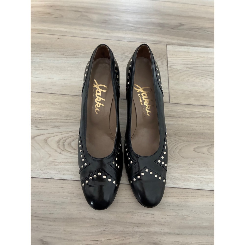 Black Studded Leather Heels
